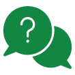 A question mark inside a chat bubble.