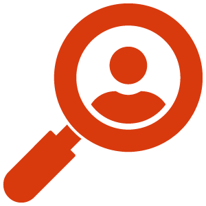 A magnifying glass over a person.